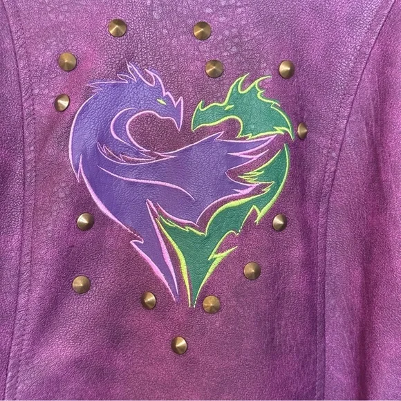 Disney Store NWOT Descendants 2 Mal CosPlay Faux Leather Studded Purple Jacket - Picture 3 of 11